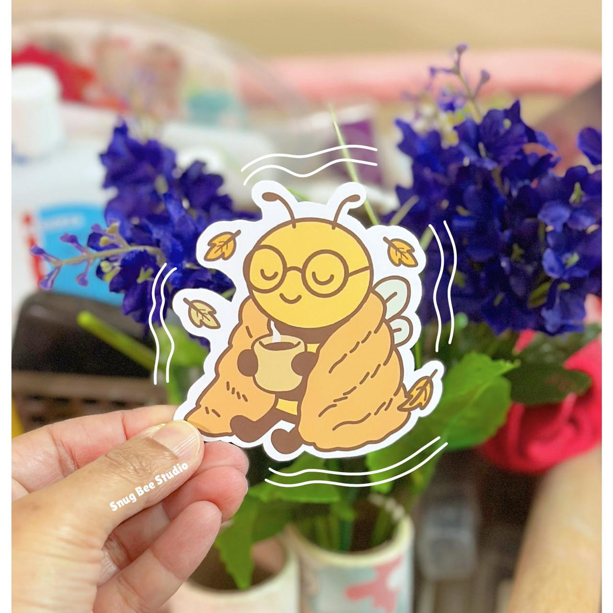 Autumn Snuggle Bee Printable Die Cut Sticker