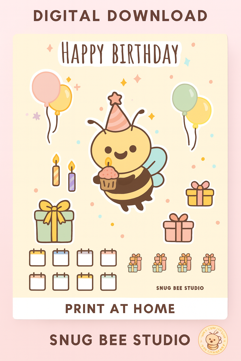 Birthday Printable Sticker Sheet 01