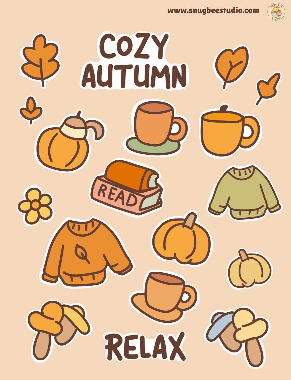 Cozy Autumn Printable Sticker Sheet