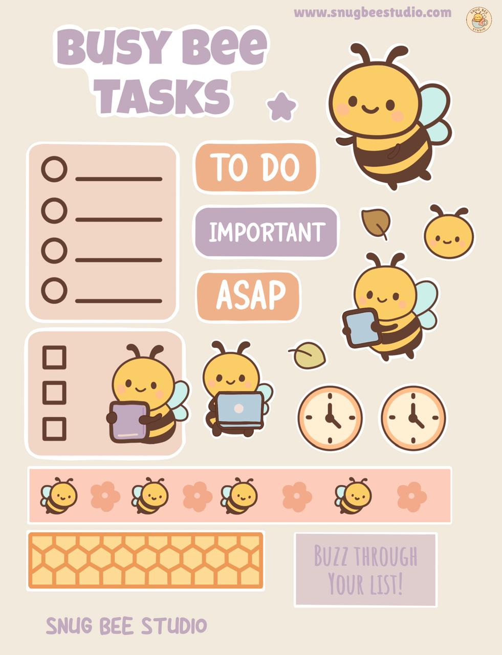 Busy Bee Task Printable Sticker Sheet