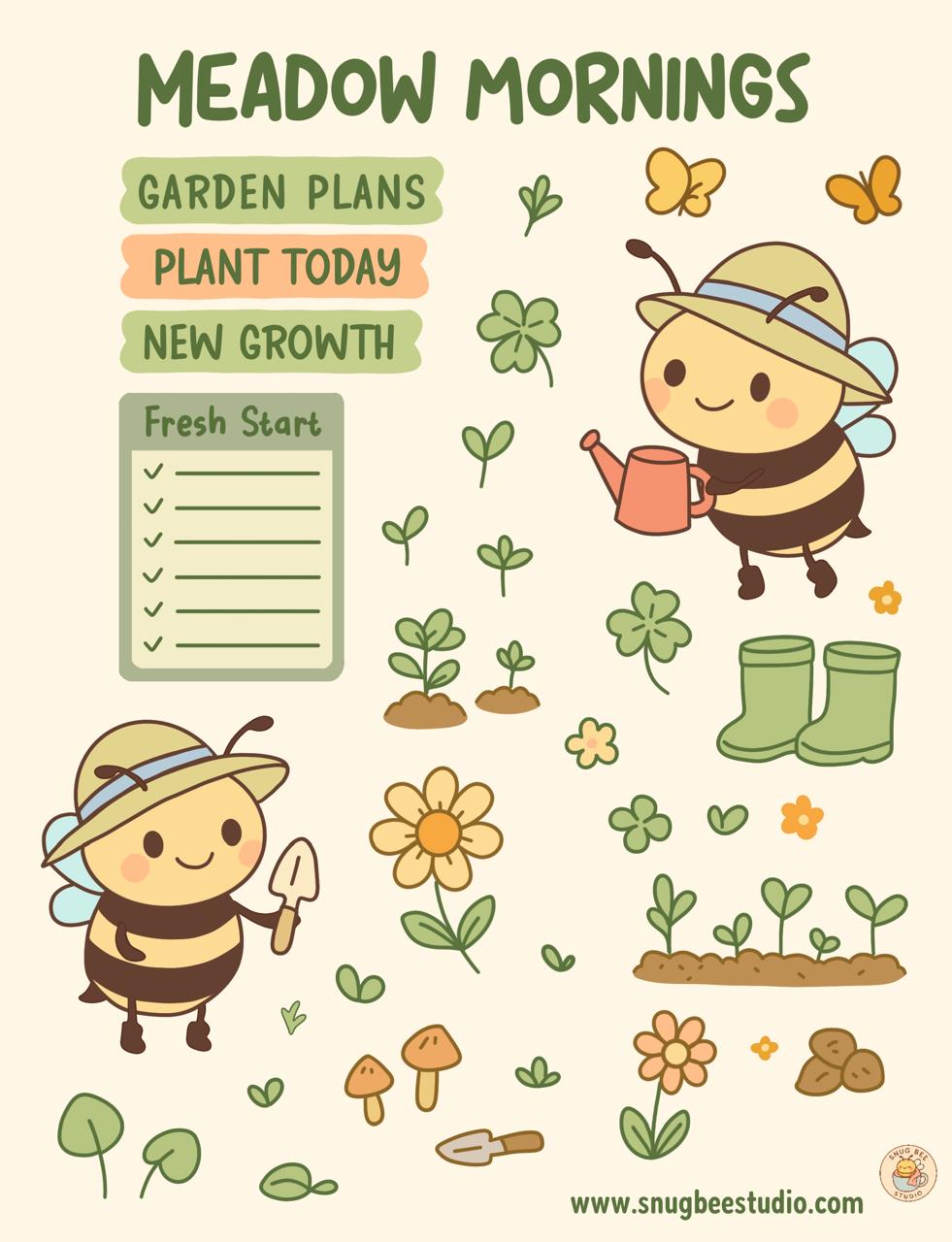 Meadow Morning Printable Sticker Sheet